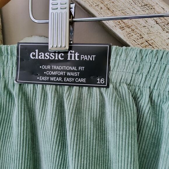Alfred Dunner Women's Pullon Elastic Waist Classic Fit Corduroy Pants Sage Green - Picture 6 of 7